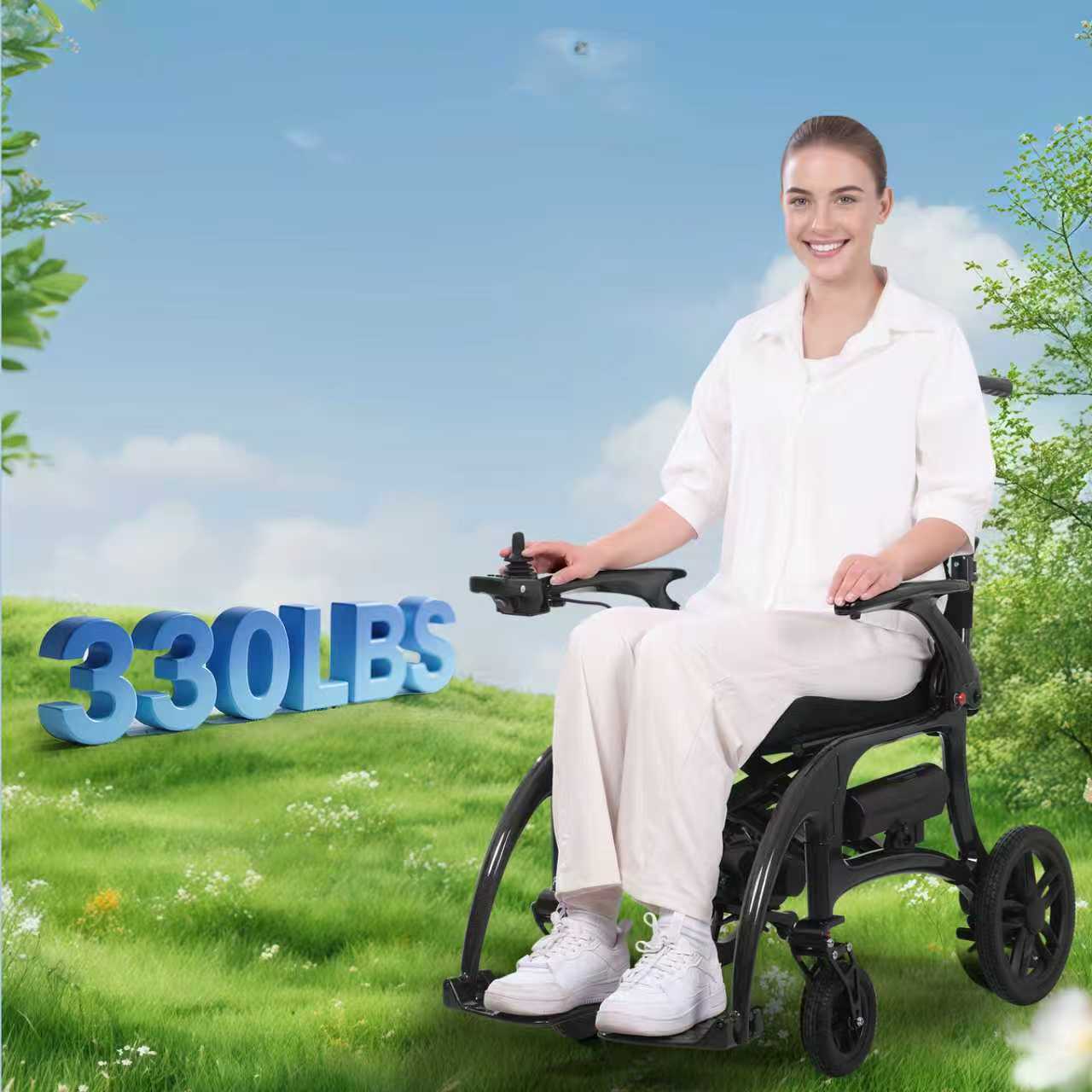 StratisGo XP01 Carbon Fiber Electric Wheelchair - 2x8Ah Battery 15.5 miles Range,30.5 lbs