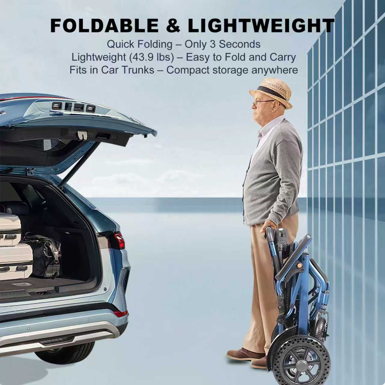 D04 Foldable Power wheelchair – Up to 13-Mile Range,500W Powerful Motor, 39.5 lbs,10Ah lithium-ion battery