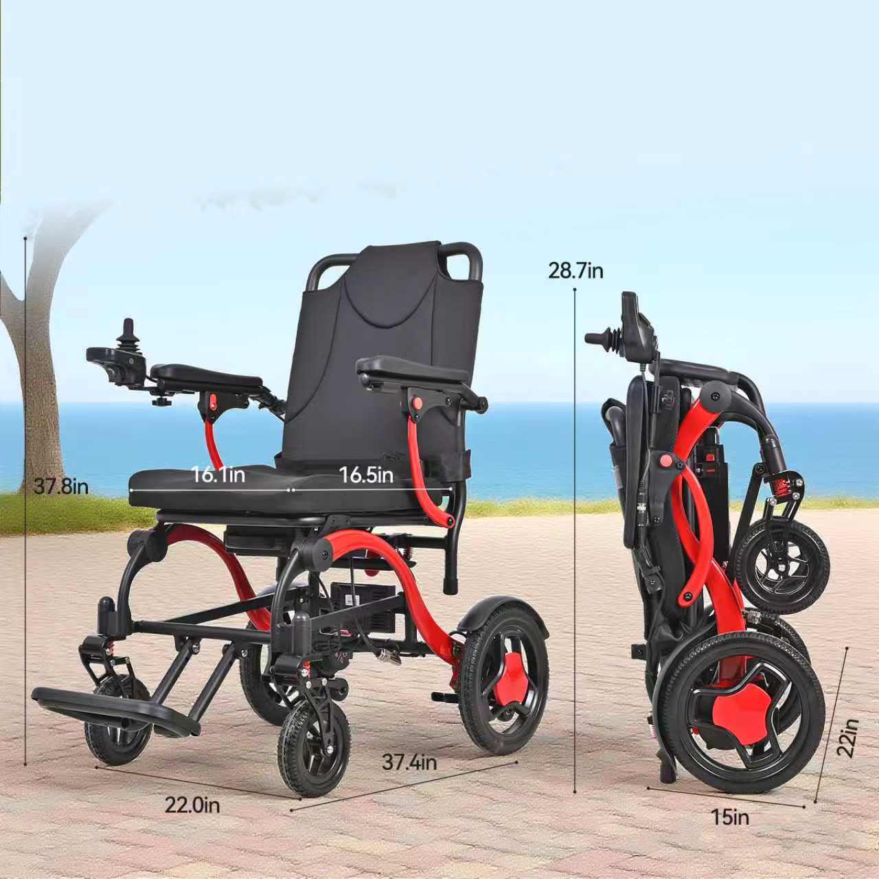 XP03 Portable Electric Wheelchair 330 lbs, 500W Motor, 13 miles Range and Foldable, 10Ah lithium-ion battery