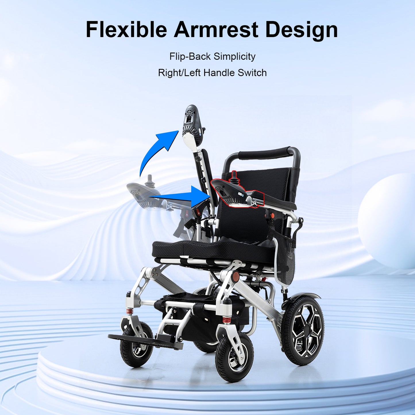 D10 Foldable Electric Wheelchair – Portable, 13-Mile Range,12Ah lithium battery,500W Motor,51.8 lbs