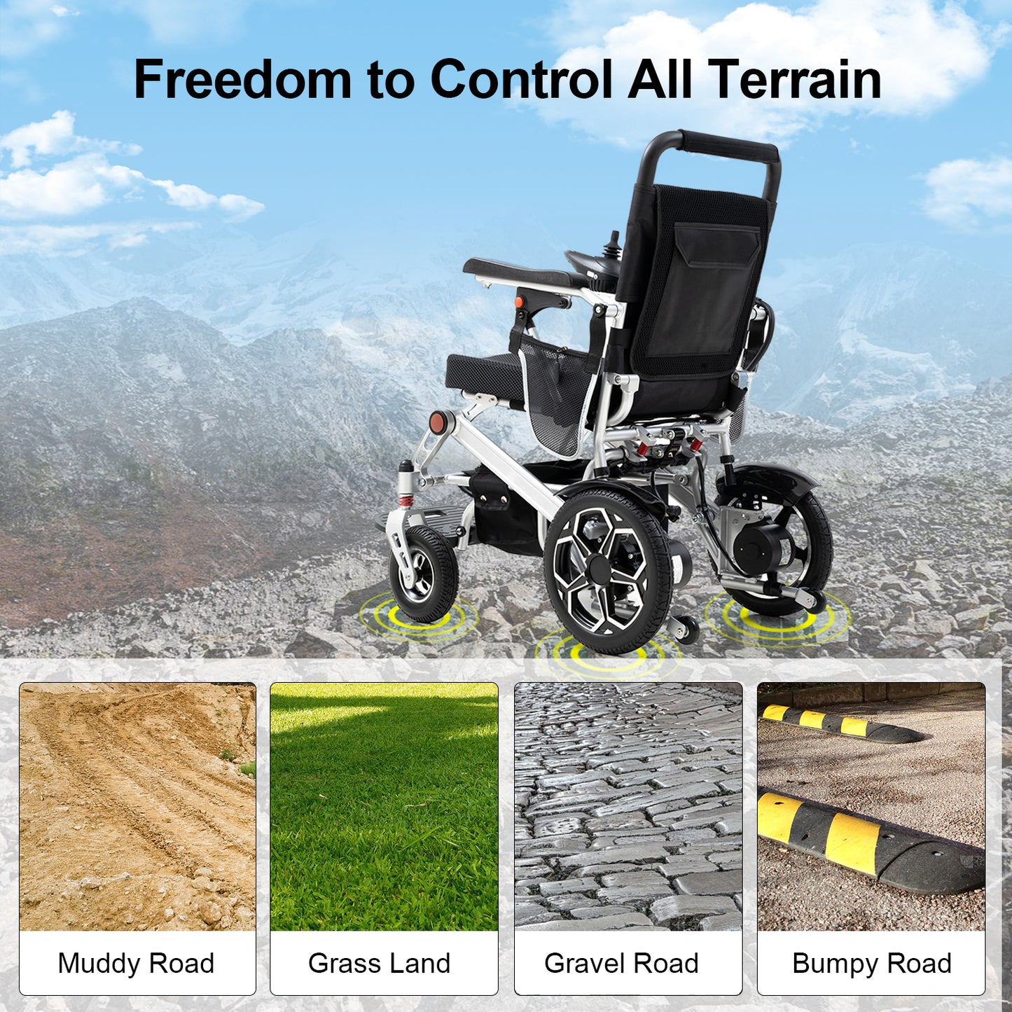 D10 Foldable Electric Wheelchair – Portable, 13-Mile Range,12Ah lithium battery,500W Motor,51.8 lbs