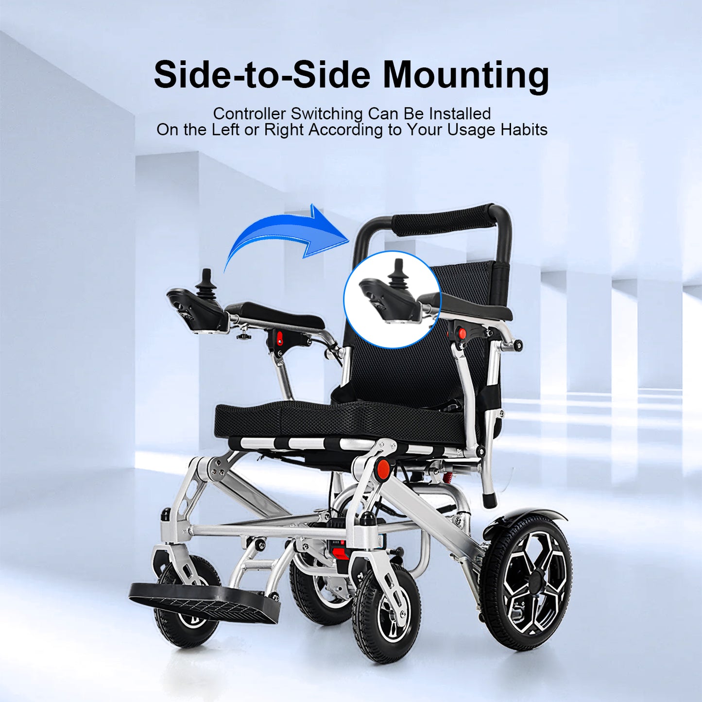 D10 Foldable Electric Wheelchair – Portable, 13-Mile Range,12Ah lithium battery,500W Motor,51.8 lbs