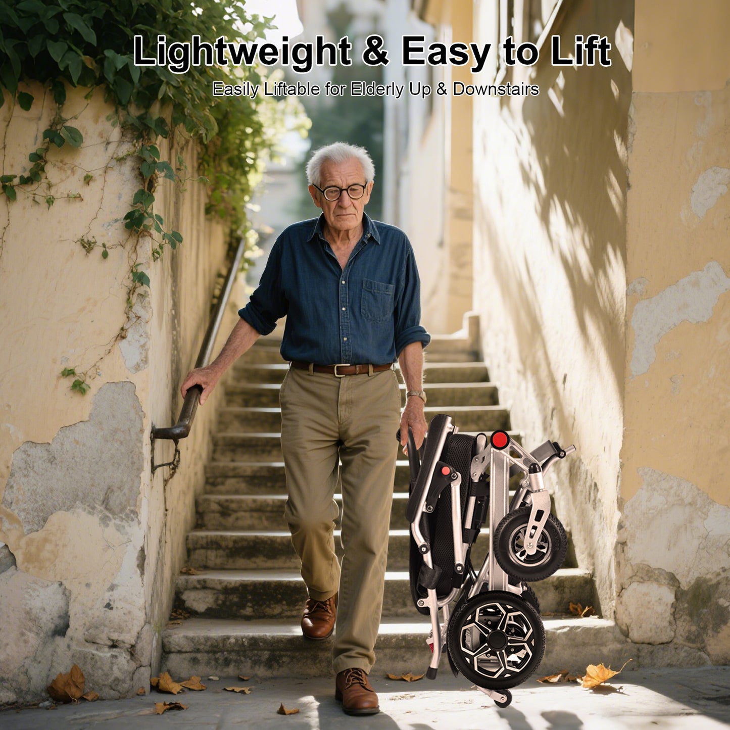 D10 Foldable Electric Wheelchair – Portable, 13-Mile Range,12Ah lithium battery,500W Motor,51.8 lbs