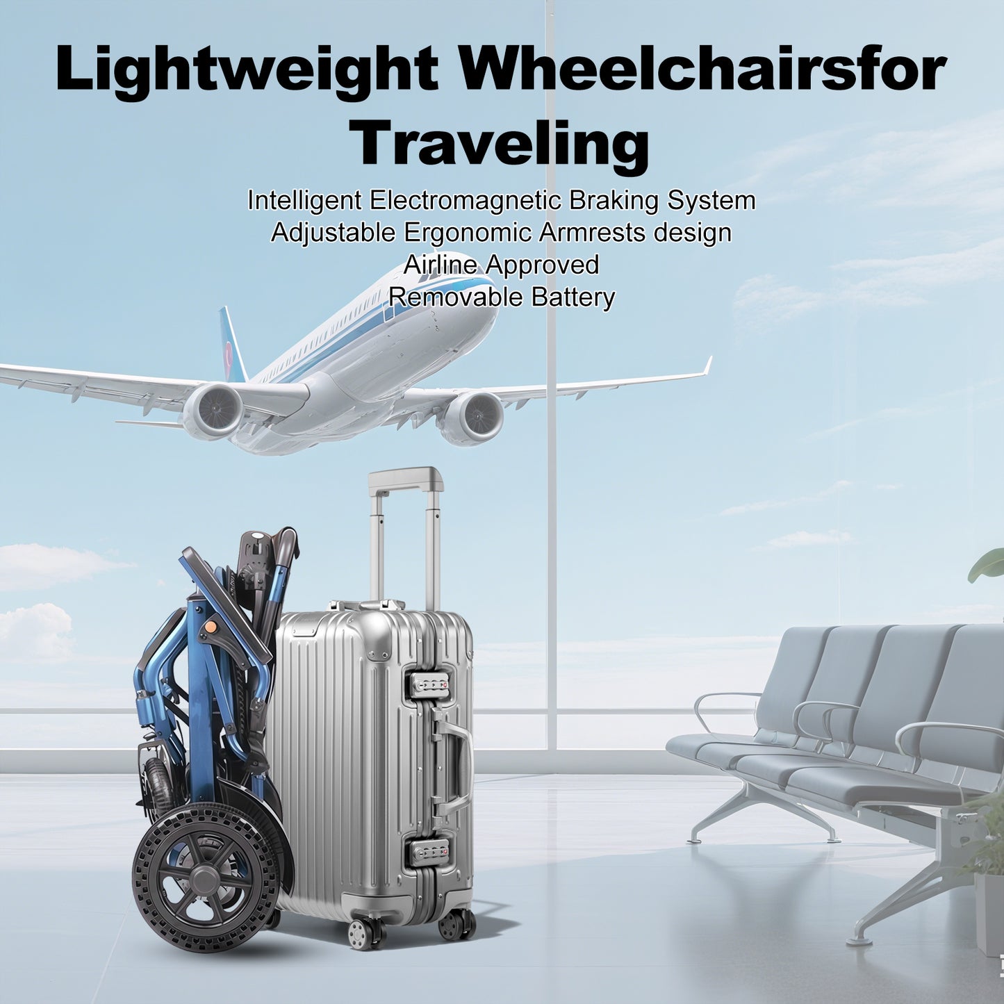 D04 Foldable Power wheelchair – Up to 13-Mile Range,500W Powerful Motor, 39.5 lbs,10Ah lithium-ion battery