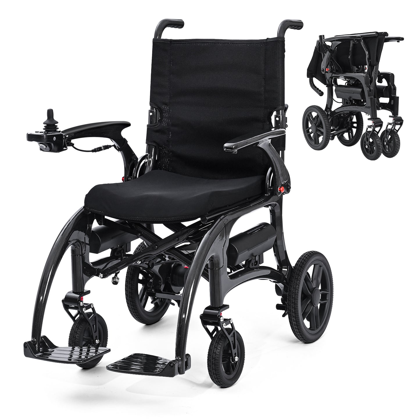 StratisGo XP01 Carbon Fiber Electric Wheelchair - 2x8Ah Battery 15.5 miles Range,30.5 lbs