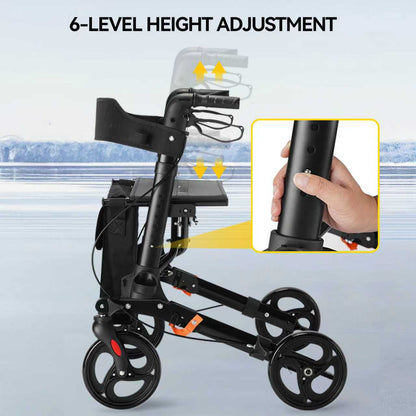 StratisGo RP01 4 Wheel Rollator Walker With Seat,  Weight 16.76 lbs, Height Adjustable