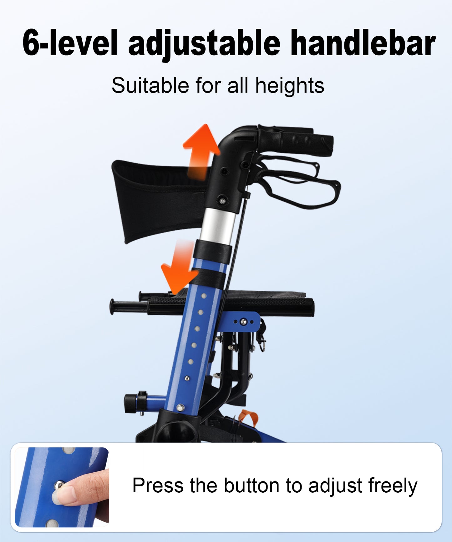 StratisGo RP03 2-in-1 4 Wheel Rollator Walker With Seat, Steel Rolling Walker, Height Adjustable,
