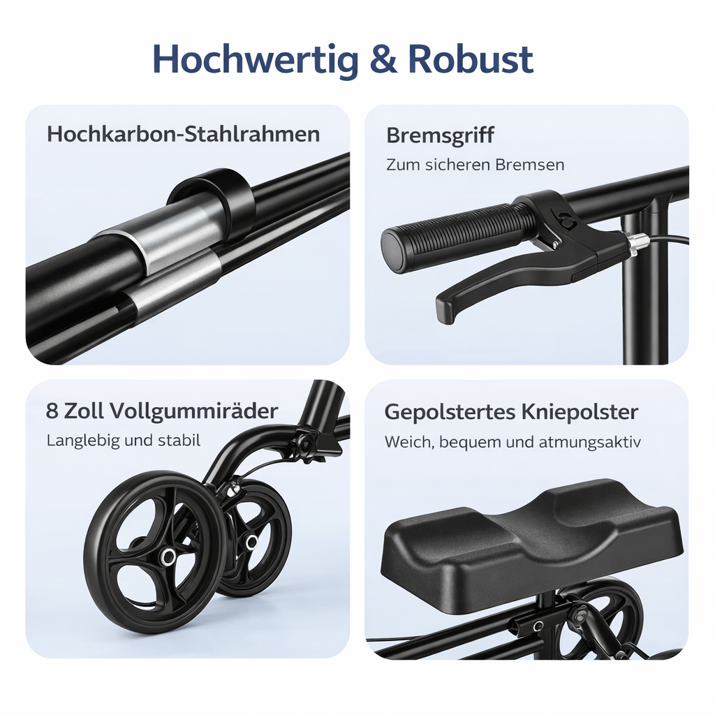 ByteTecpeak K01-B Knie-Roller mit Sitz – Faltbar & Leicht (Blau)