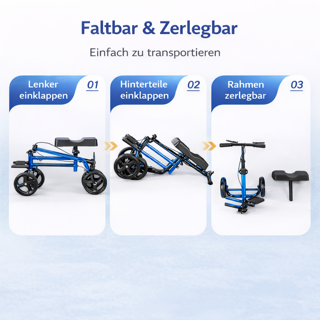 ByteTecpeak K01-B Knie-Roller mit Sitz – Faltbar & Leicht (Blau)