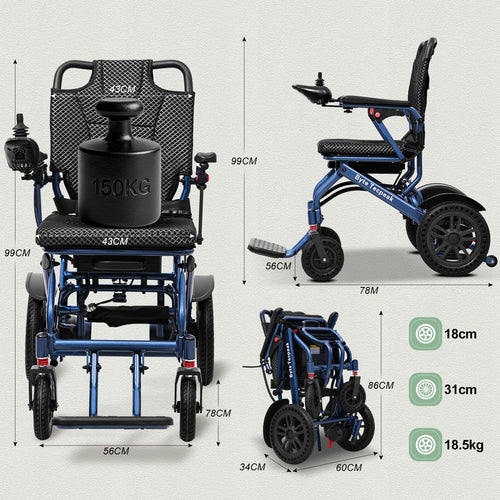 ByteTecpeak D14 faltbarer Rollstuhl – Blau