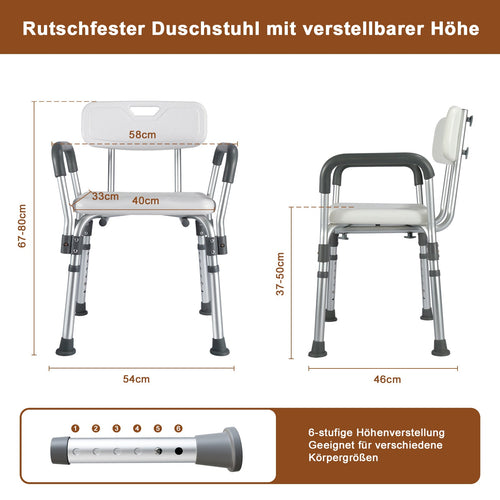 ByteTecpeak B01-BS – Duschstuhl, höhenverstellbar, bis 100 kg