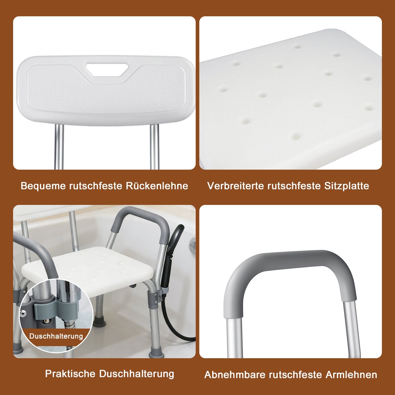 ByteTecpeak B01-BS – Duschstuhl, höhenverstellbar, bis 100 kg