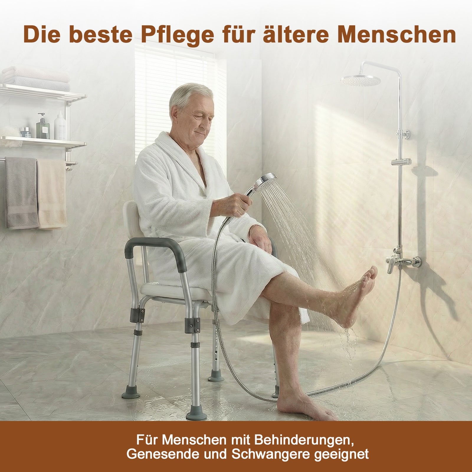 ByteTecpeak B01-BS – Duschstuhl, höhenverstellbar, bis 100 kg
