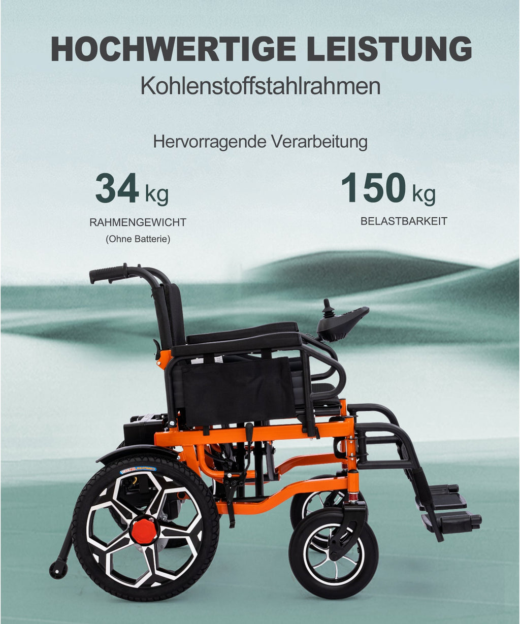 ByteTecpeak D09 Faltbarer Elektrorollstuhl – 500W, 20Ah Akku, 30 km Reichweite, bis 150 kg