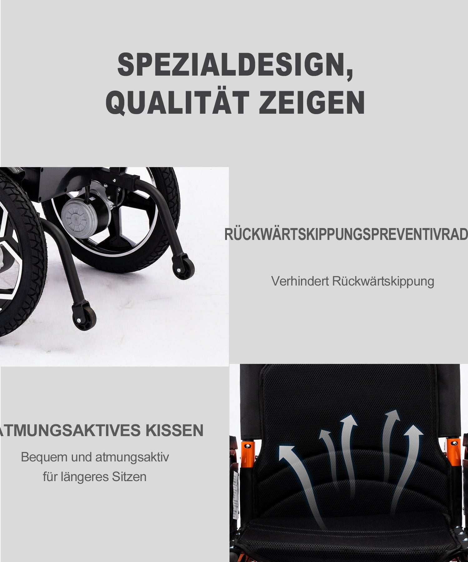ByteTecpeak D09 Faltbarer Elektrorollstuhl – 500W, 20Ah Akku, 30 km Reichweite, bis 150 kg