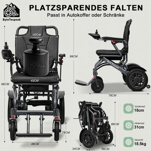 ByteTecpeak D14 Elektrischer Rollstuhl Schwarz