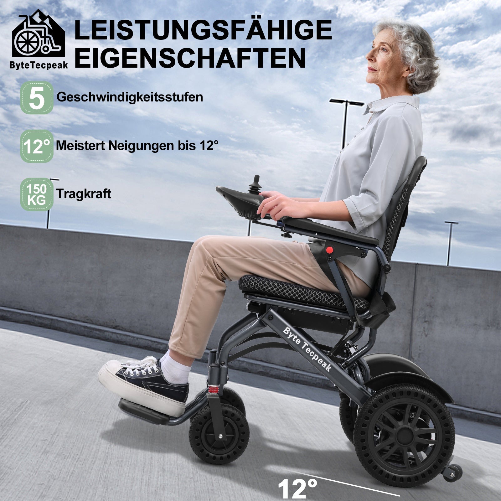 ByteTecpeak D14 Elektrischer Rollstuhl Schwarz