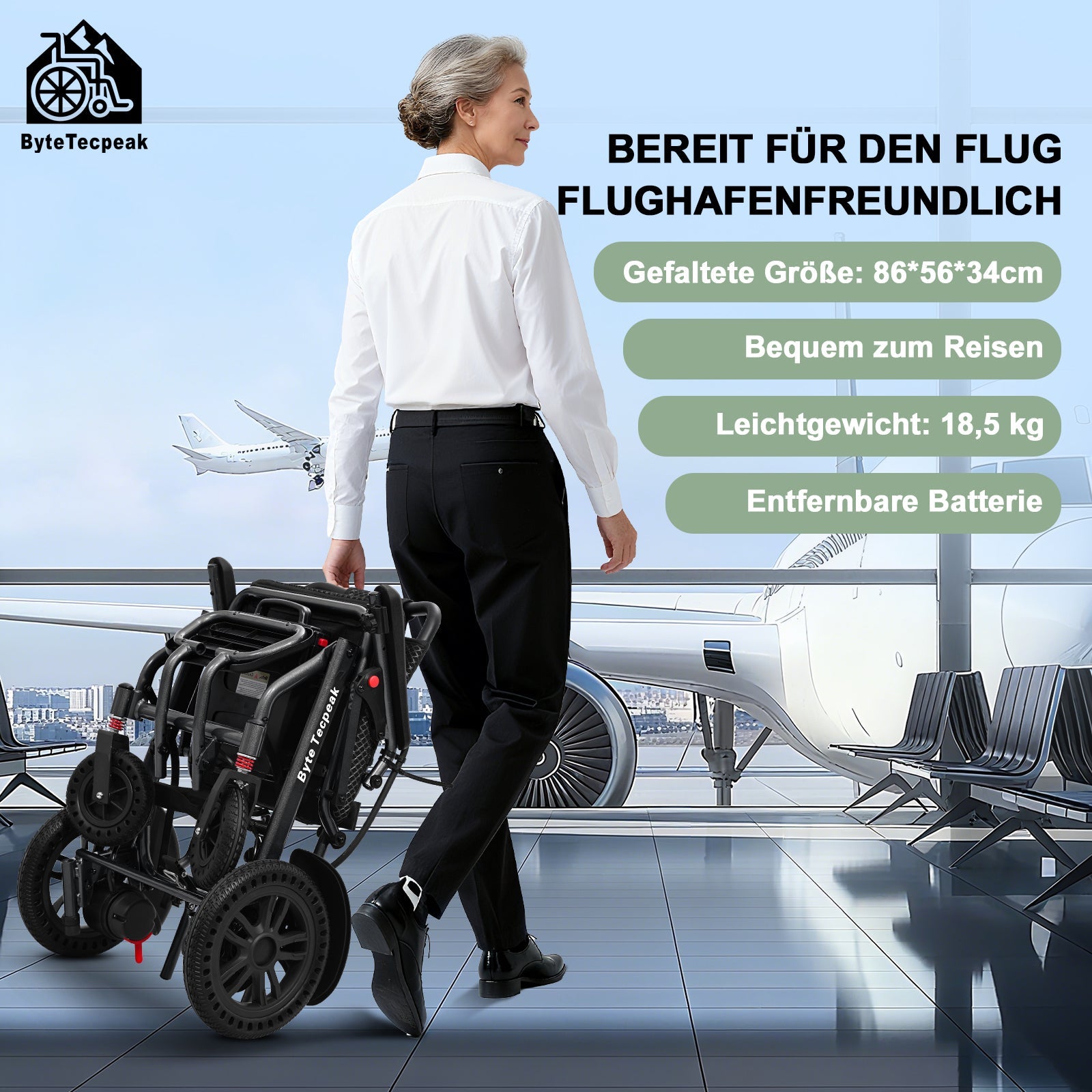 ByteTecpeak D14 Elektrischer Rollstuhl Schwarz