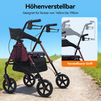 ByteTecpeak R4 Leichtgewicht Rollator mit Sitz – Klappbar, Höhenverstellbar, 8" All-Terrain-Räder, bis 150 kg