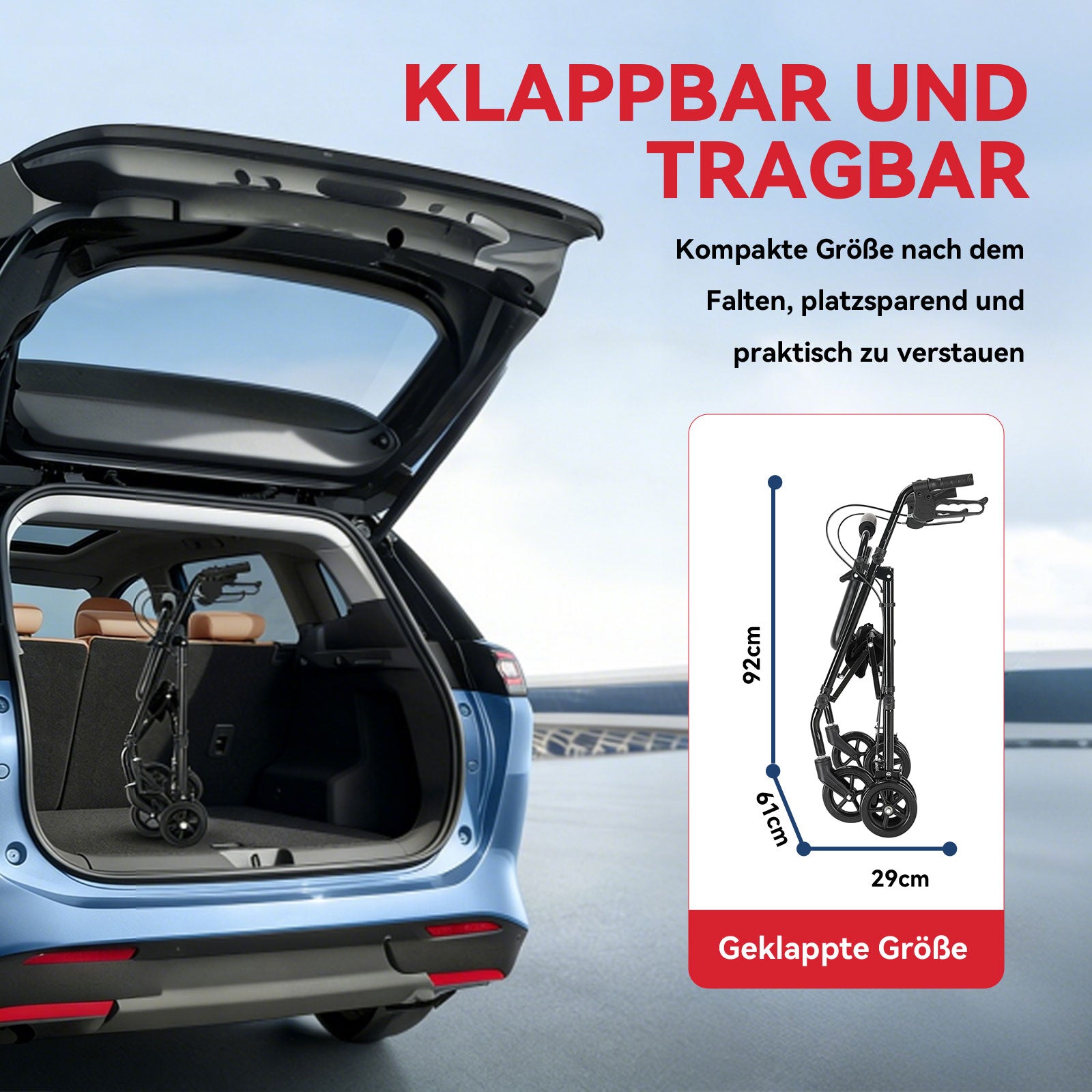 ByteTecpeak R5 Faltbarer Rollator mit 360°-Drehrädern – Leicht, Kompakt und Vielseitig