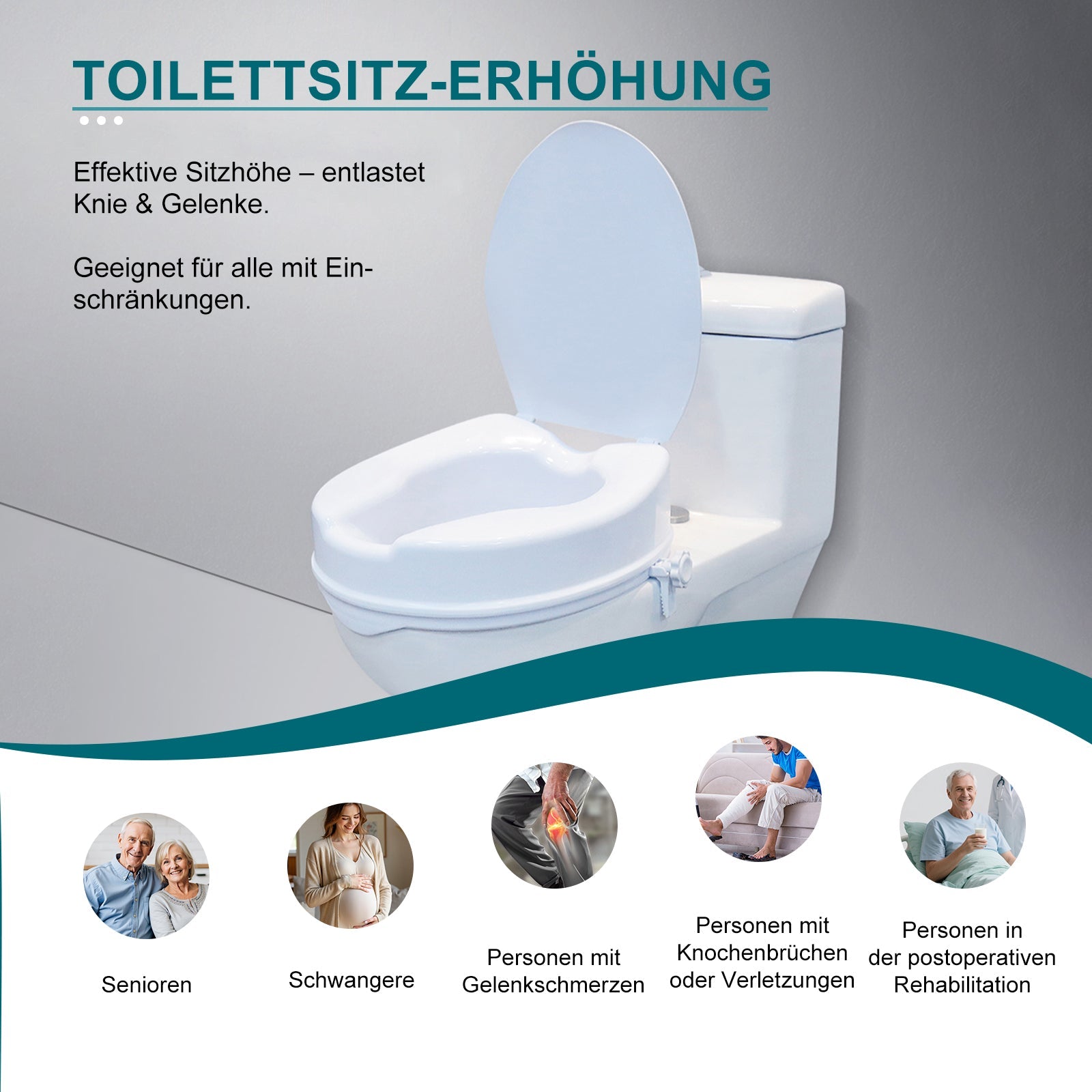 ByteTecpeak T01-BS – Toilettenaufsatz, sicherer Halt, bis 100 kg
