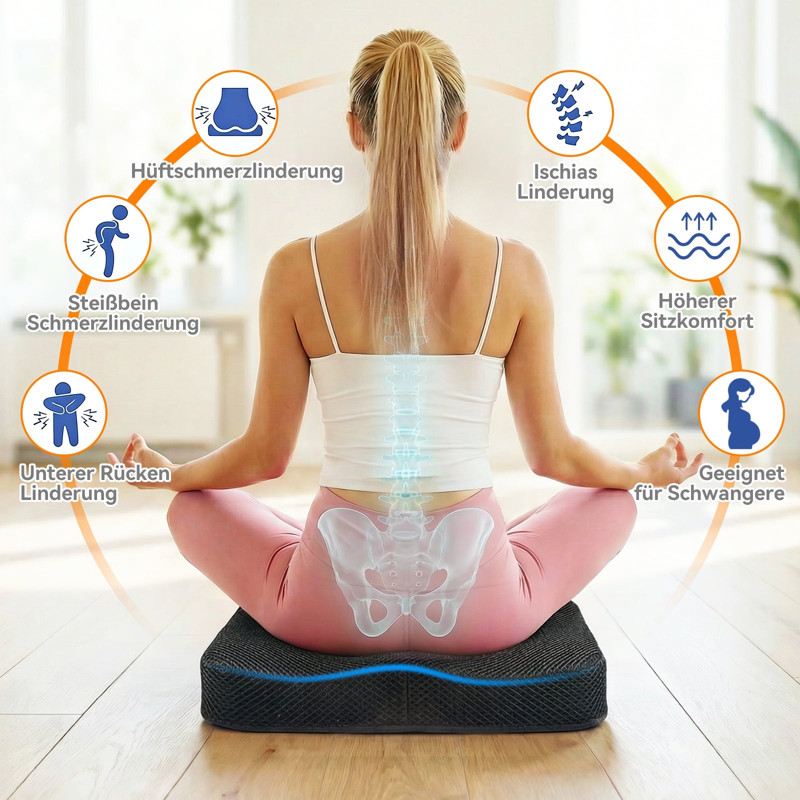 ByteTecpeak ZD01 – Sitzkissen, 42×42 cm, ergonomisch & druckentlastend