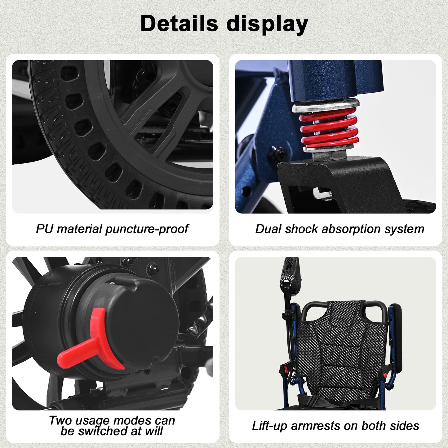 D14 Power Wheelchair with 15.75×16.54in Ergonomic Seat – Electric Wheelchair Up to 13-Mile Range