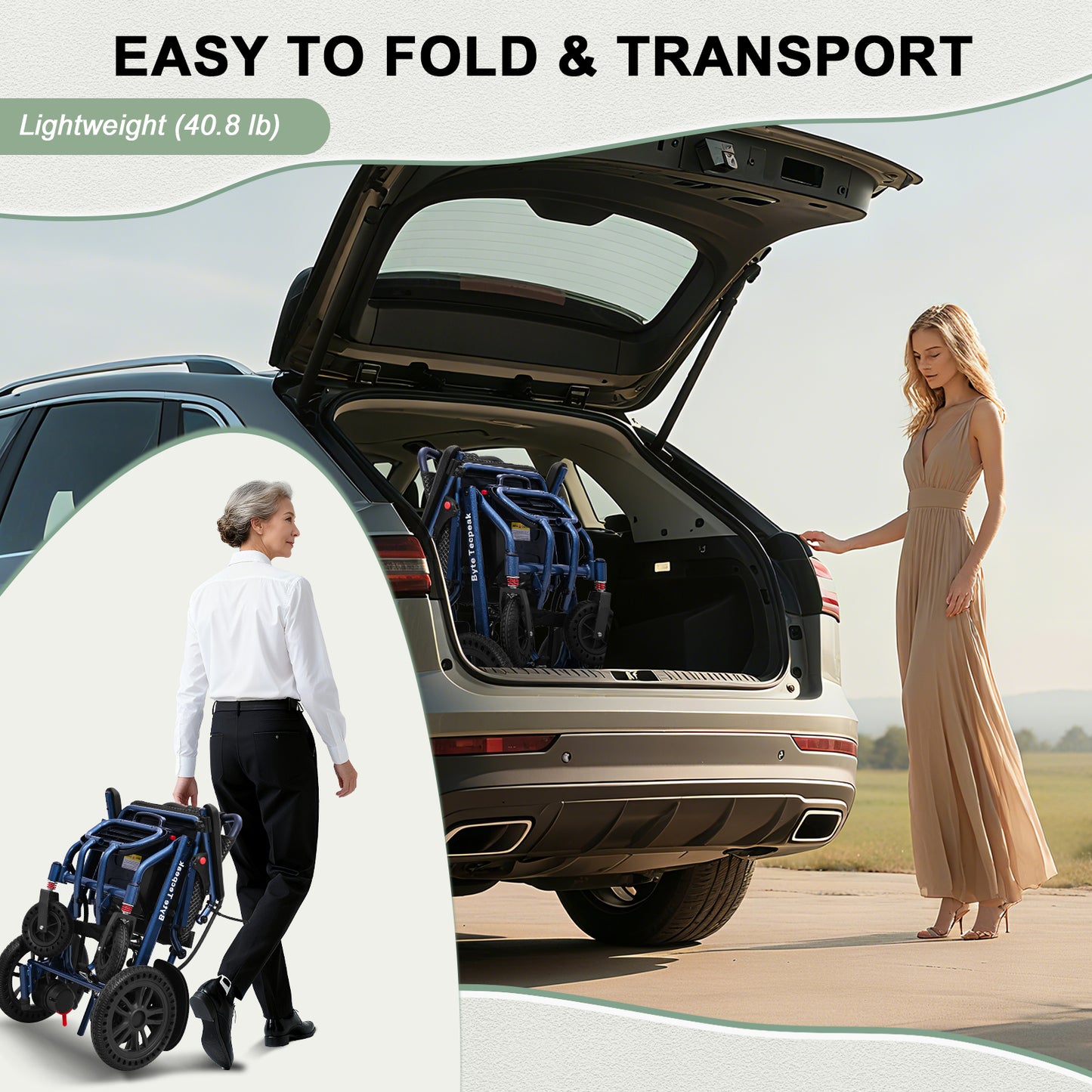 D14 Power Wheelchair with 15.75×16.54in Ergonomic Seat – Electric Wheelchair Up to 13-Mile Range