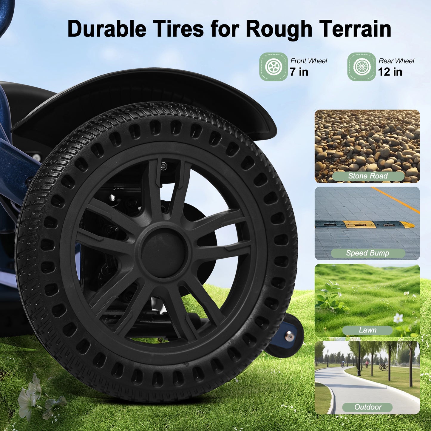 D14 Power Wheelchair with 15.75×16.54in Ergonomic Seat – Electric Wheelchair Up to 13-Mile Range