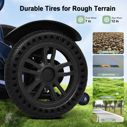 D14 Power Wheelchair with 15.75×16.54in Ergonomic Seat – Electric Wheelchair Up to 13-Mile Range