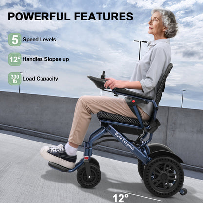 D14 Power Wheelchair with 15.75×16.54in Ergonomic Seat – Electric Wheelchair Up to 13-Mile Range