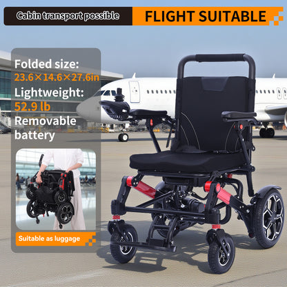 XP04 Foldable Electric Wheelchair – Lightweight 500W Power Wheelchair, 13-Mile Range, 17.32" Ergonomic Seat