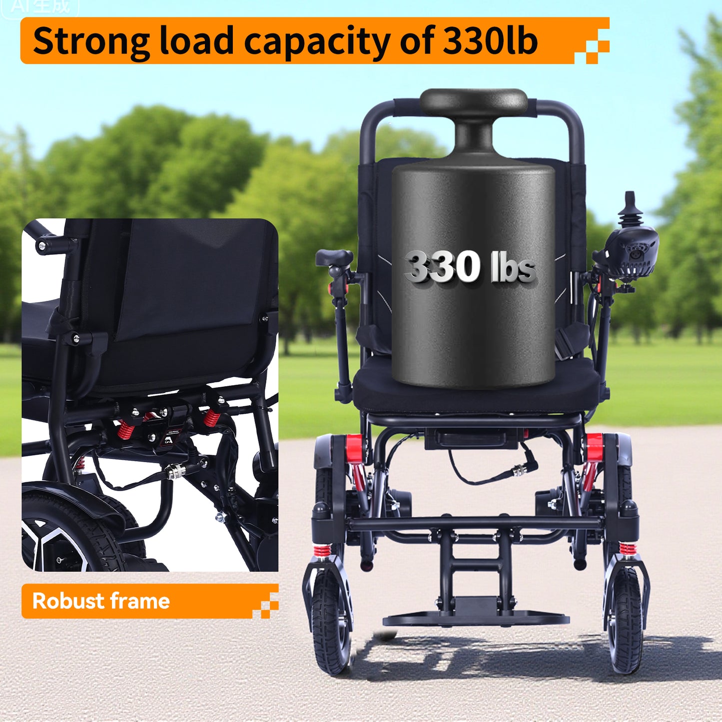 XP04 Foldable Electric Wheelchair – Lightweight 500W Power Wheelchair, 13-Mile Range, 17.32" Ergonomic Seat
