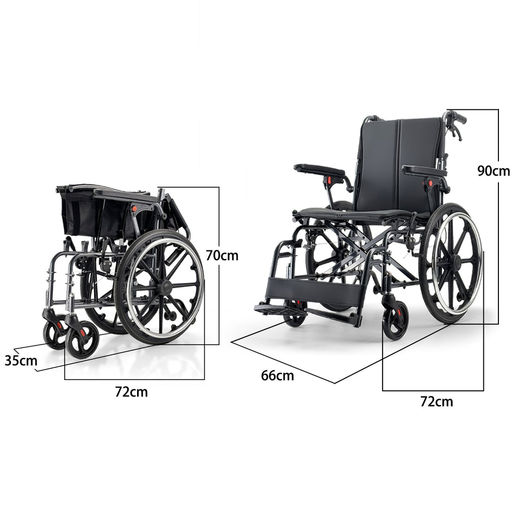 ByteTecpeak M4 Leichter Manueller Rollstuhl – Faltbar, 100 kg Belastbarkeit