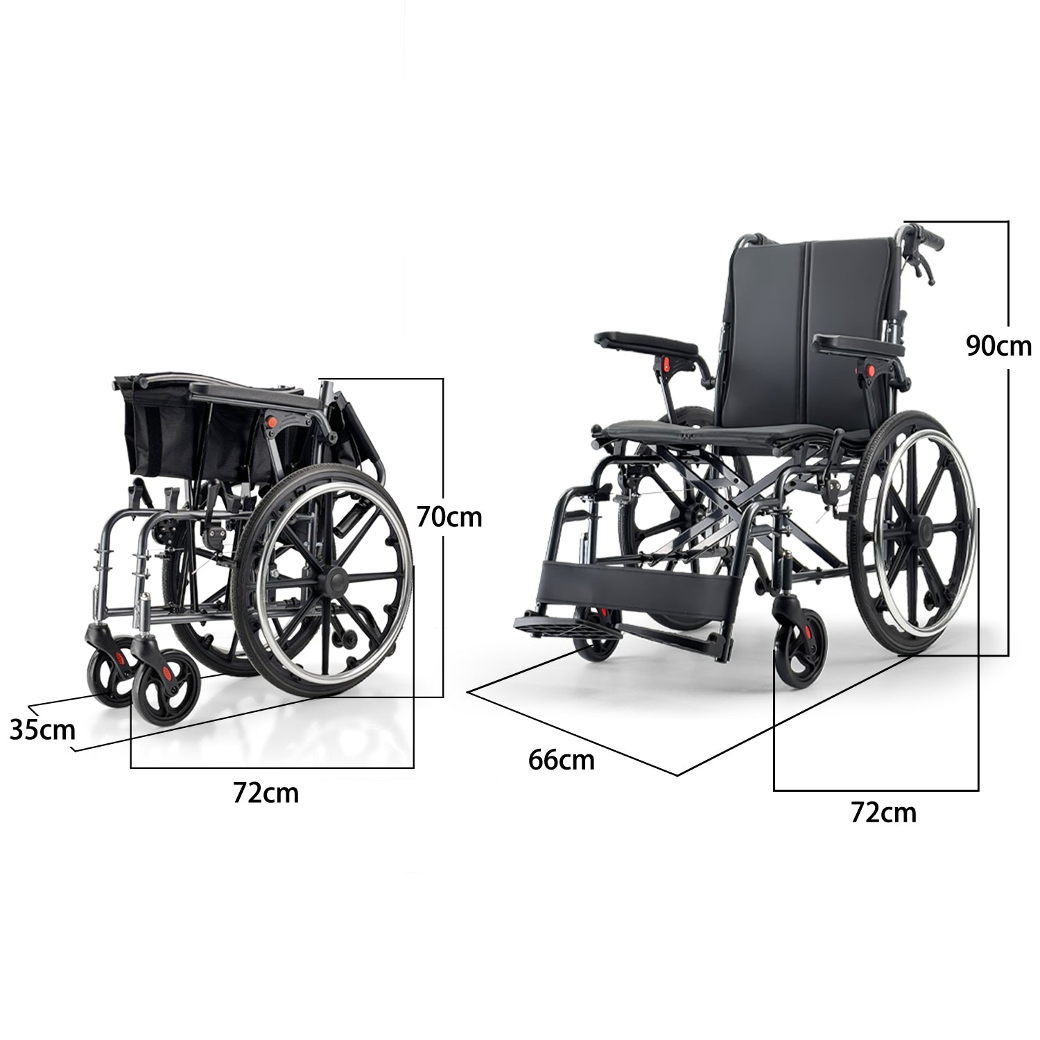 ByteTecpeak M4 Leichter Manueller Rollstuhl – Faltbar, 100 kg Belastbarkeit