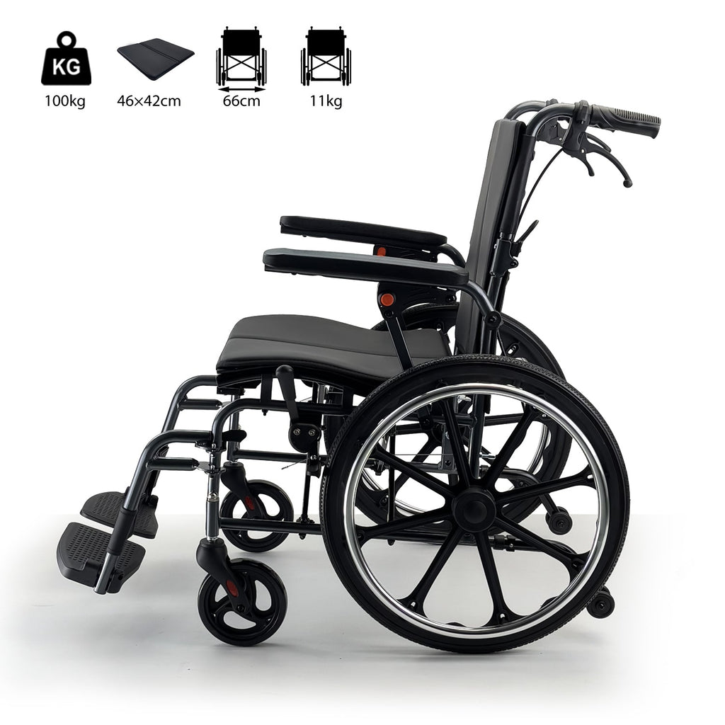 ByteTecpeak M4 Leichter Manueller Rollstuhl – Faltbar, 100 kg Belastbarkeit
