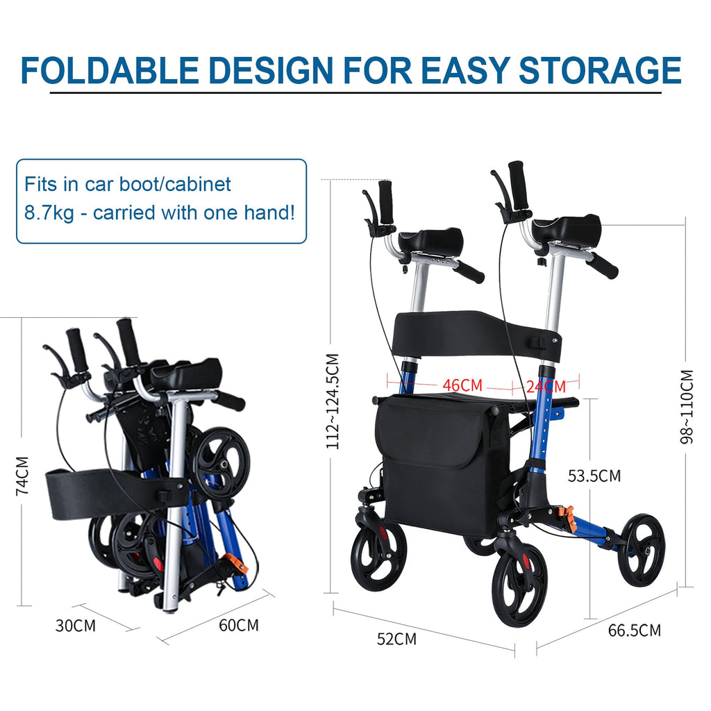 ByteTecpeak R2 Rollator mit Sitz – Leicht, klappbar & höhenverstellbar, 100 kg