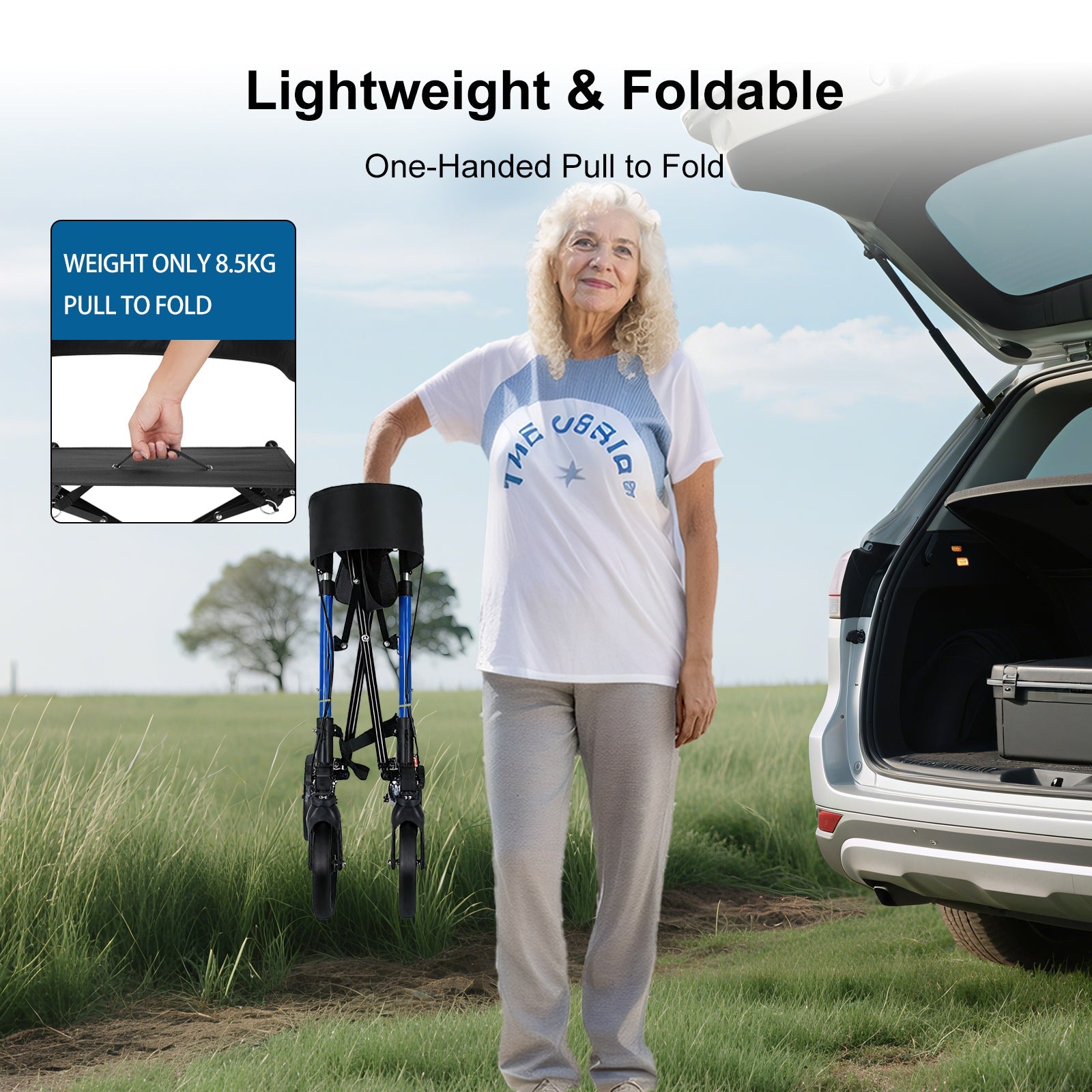ByteTecpeak R2 Rollator mit Sitz – Leicht, klappbar & höhenverstellbar, 100 kg