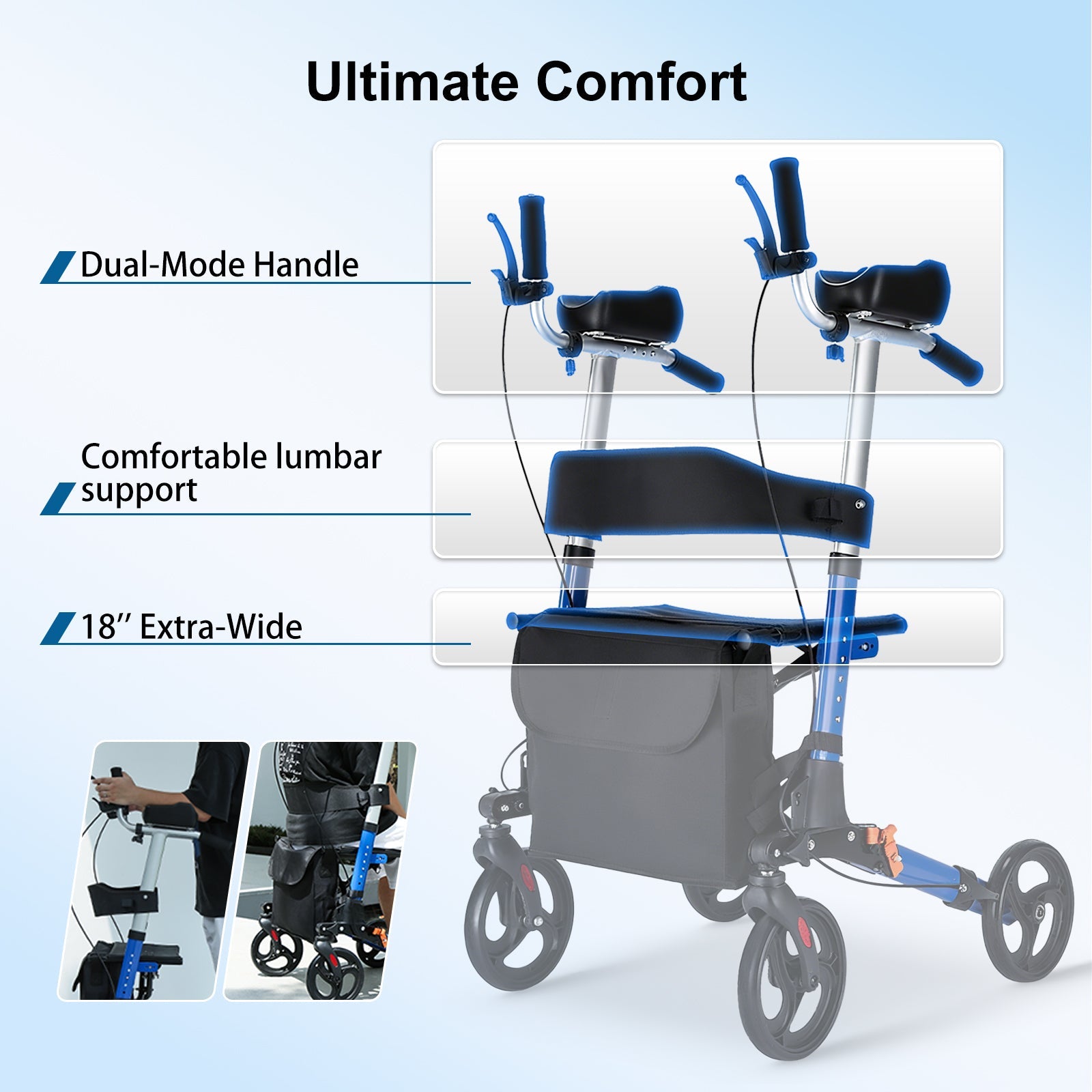 ByteTecpeak R2 Rollator mit Sitz – Leicht, klappbar & höhenverstellbar, 100 kg