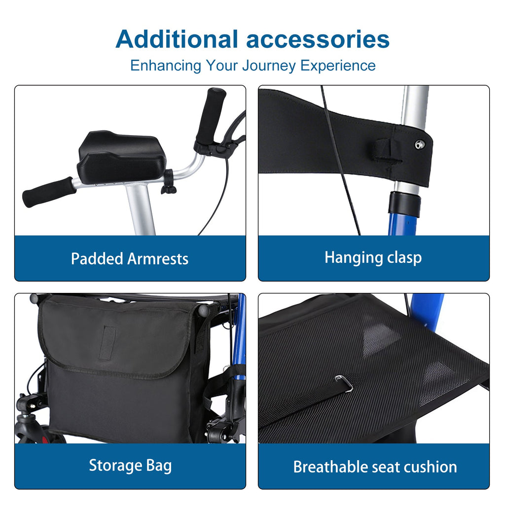 ByteTecpeak R2 Rollator mit Sitz – Leicht, klappbar & höhenverstellbar, 100 kg