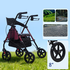 ByteTecpeak R4 Leichtgewicht Rollator mit Sitz – Klappbar, Höhenverstellbar, 8" All-Terrain-Räder, bis 150 kg