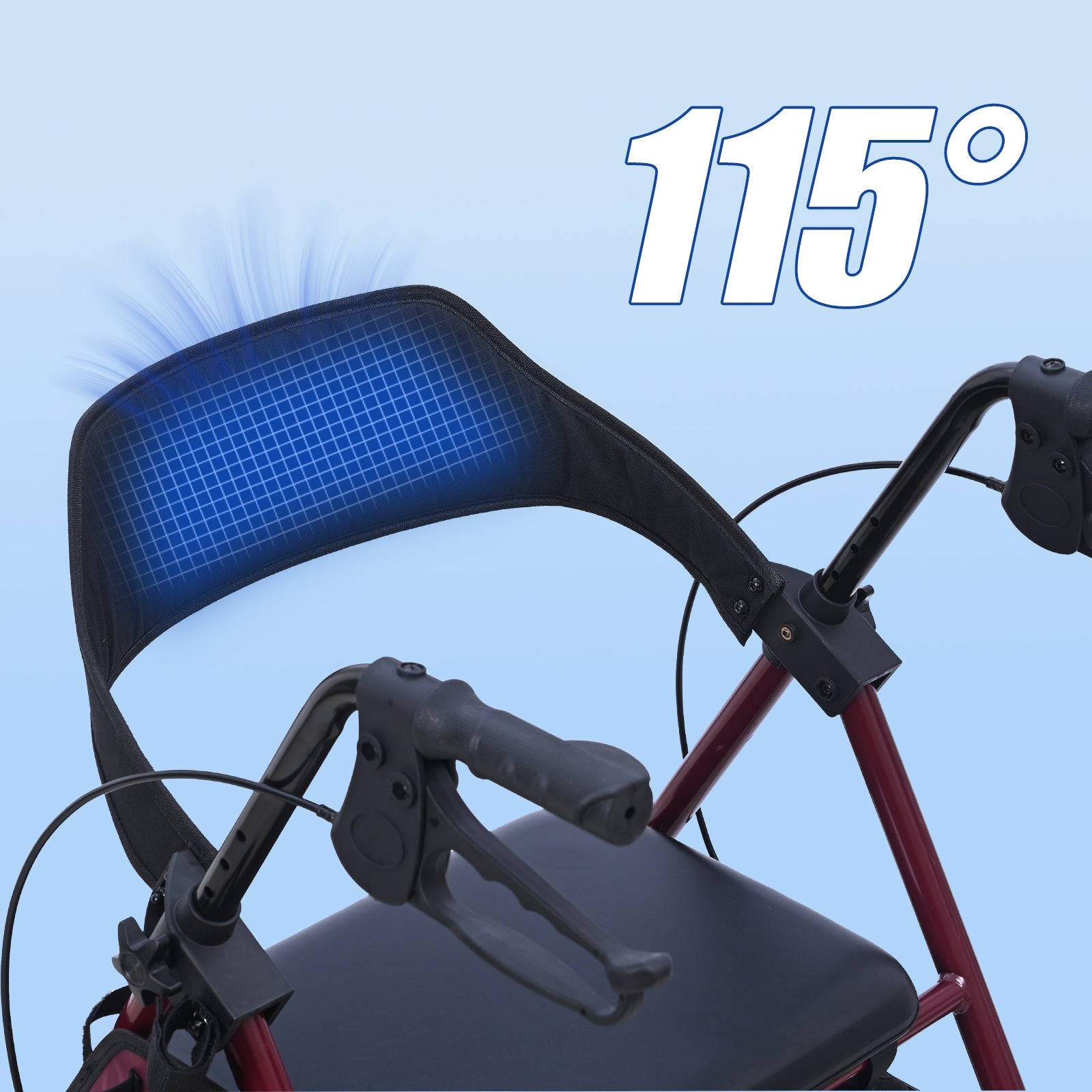ByteTecpeak R4 Leichtgewicht Rollator mit Sitz – Klappbar, Höhenverstellbar, 8" All-Terrain-Räder, bis 150 kg