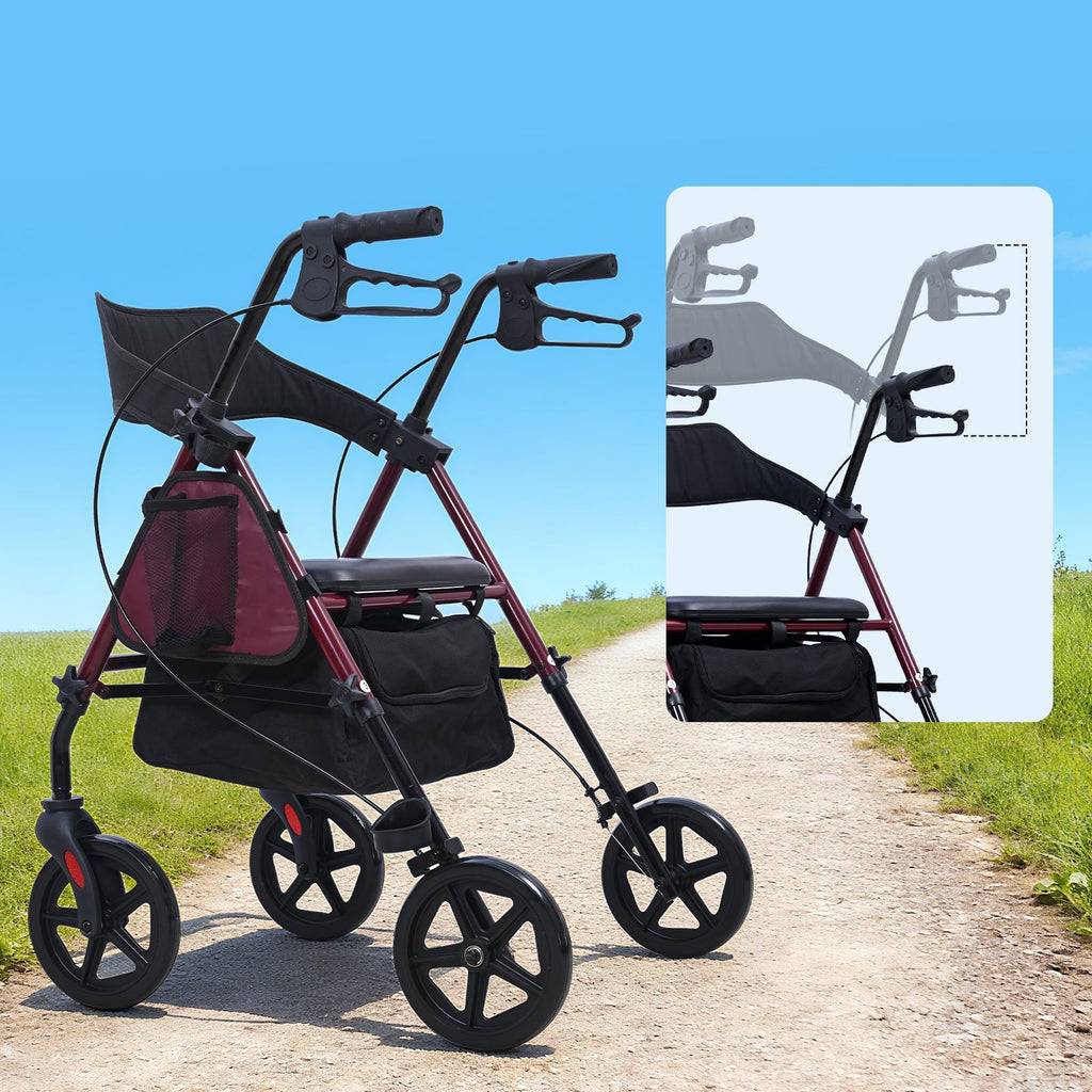 ByteTecpeak R4 Leichtgewicht Rollator mit Sitz – Klappbar, Höhenverstellbar, 8" All-Terrain-Räder, bis 150 kg