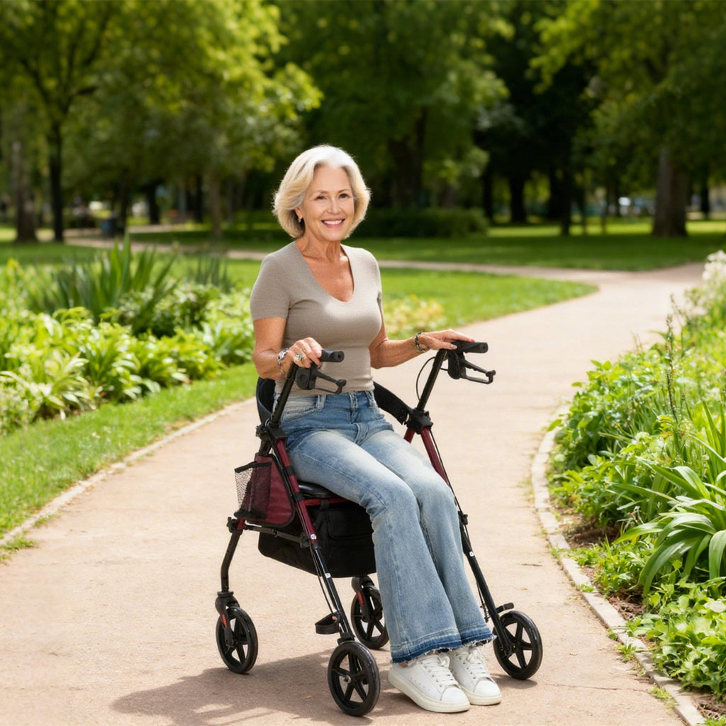 ByteTecpeak R4 Leichtgewicht Rollator mit Sitz – Klappbar, Höhenverstellbar, 8" All-Terrain-Räder, bis 150 kg