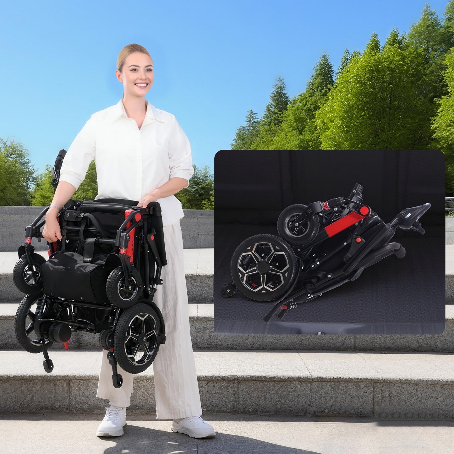 XP04 Foldable Electric Wheelchair -Up to 13-Mile Range,500W  brushless  Motor, 12Ah Battery, 46.6 lbs